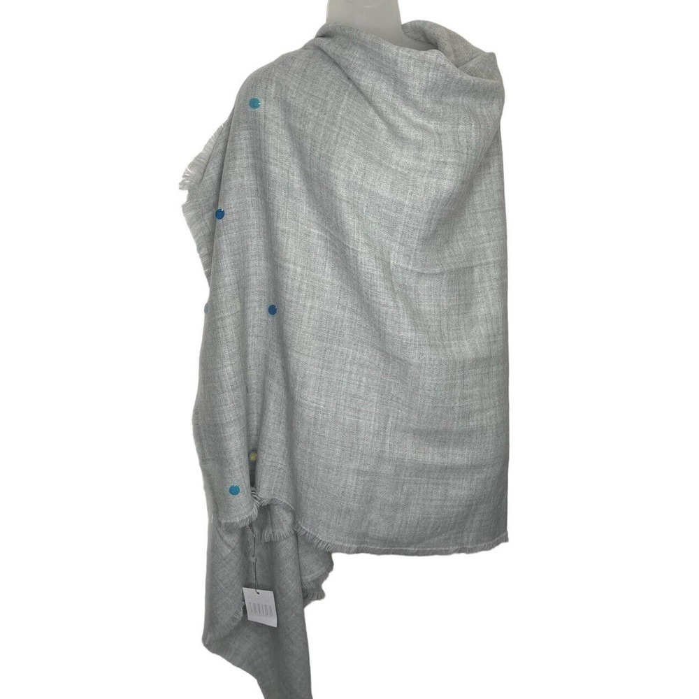 Savida Grey Disc Scarf Rectangle Blanket‎ Wrap Fringe 39 X 74 New with Tags
